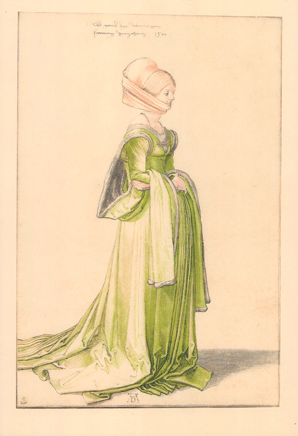Woman from Nuremberg in a Dancing Dress by Albrecht Durer - 10 X 15 Inches (Offset Lithograph Fine Art Print)