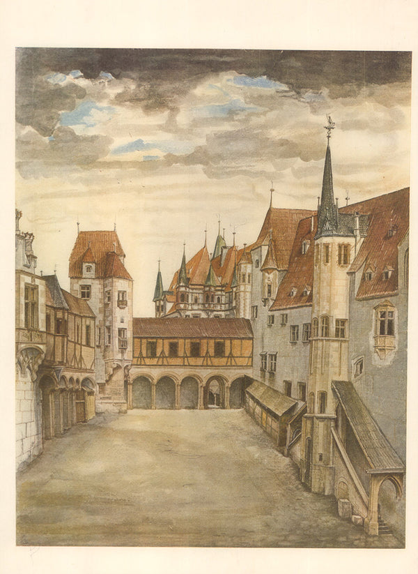 Courtyard of the Former Castle in Innsbruck, 1494 by Albrecht Durer - 12 X 16 Inches (Offset Lithograph Fine Art Print)