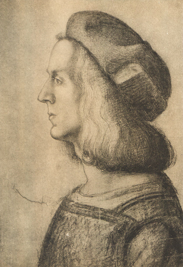Busto d Uomo in Profilo by Leonardo da Vinci - 9 X 12 Inches (Offset Lithograph Fine Art Print)