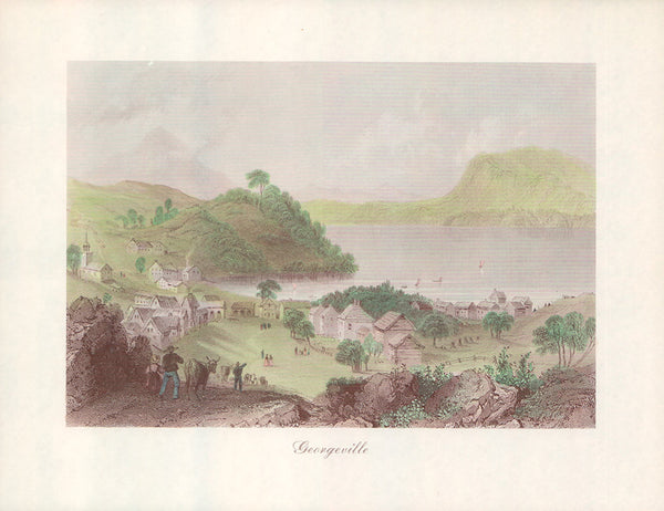 Georgeville (Quebec), 1840 by William Henry Bartlett - 11 X 14 Inches (Offset Lithograph Hand Colored)