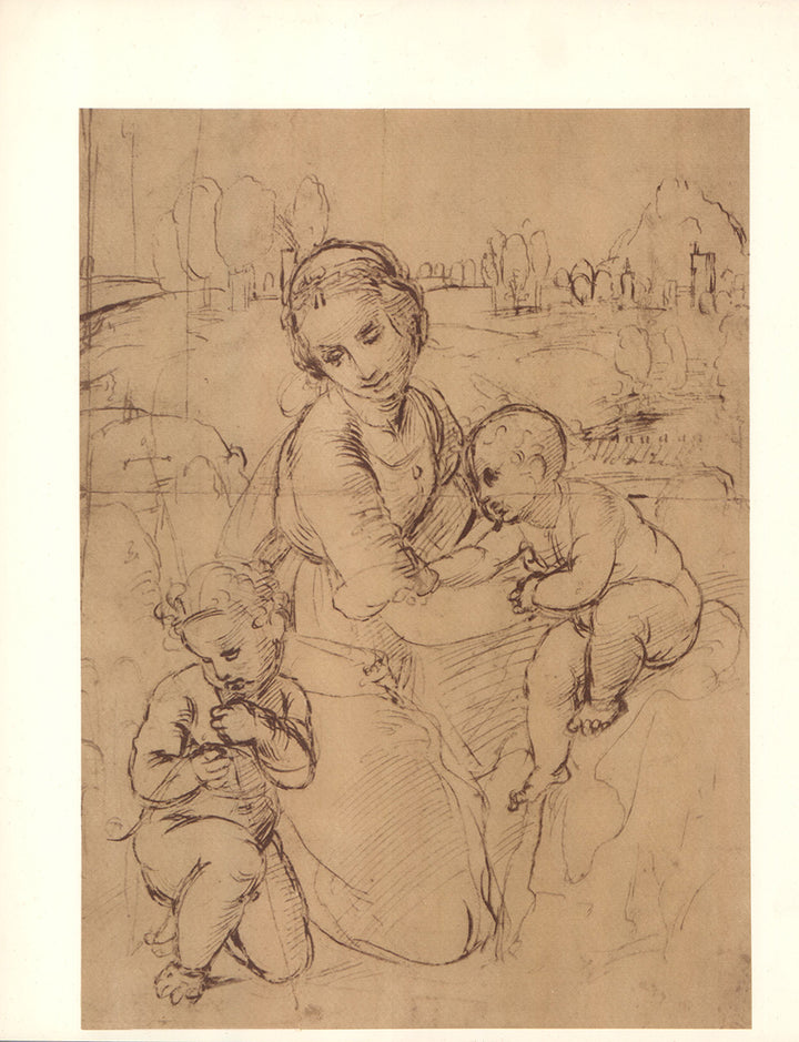 The Virgin with the Child and St John by Raphael - 14 X 17 Inches (Offset Lithograph)
