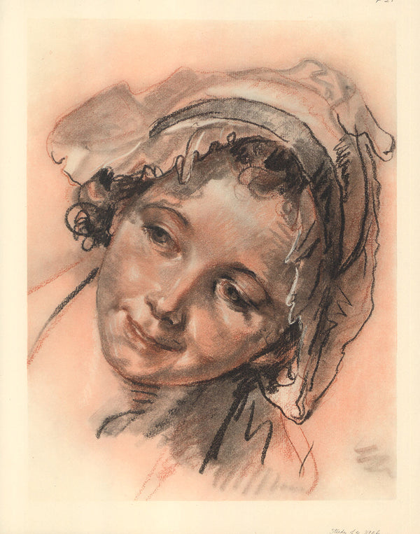 Portrait d'une Fille Joyeuse Jean Baptiste Greuze - 12 X 16 Inches (Lithograph Fine Art Print)