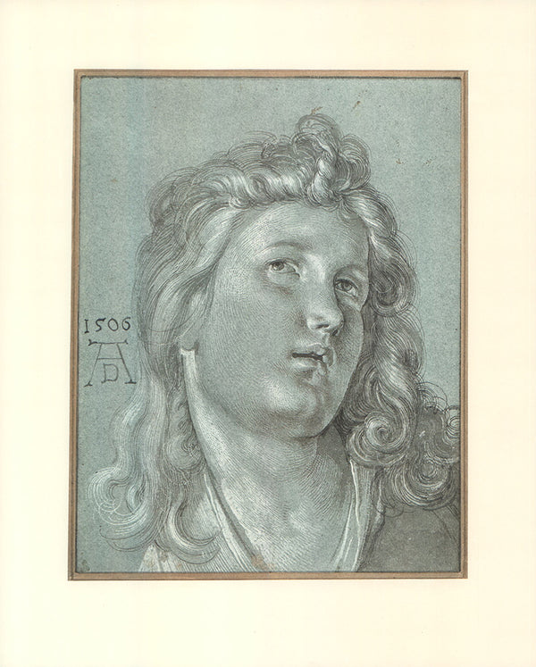 Head of an Angel, 1506 by Albrecht Durer - 12 X 15 Inches (Offset Lithography)