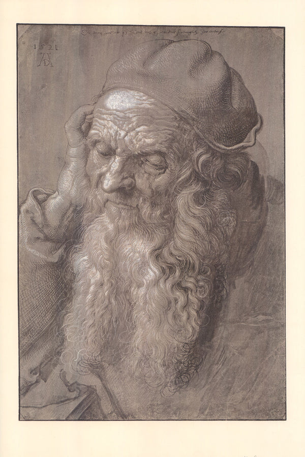 Head of an Old Man, 1521  Albrecht Dürer - 13 X 20 Inches (Offset Lithograph Fine Art Print)