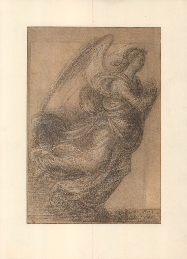 Study Angel by Fra Bartolommeo - 12 X 16 Inches (Offset Lithograph)