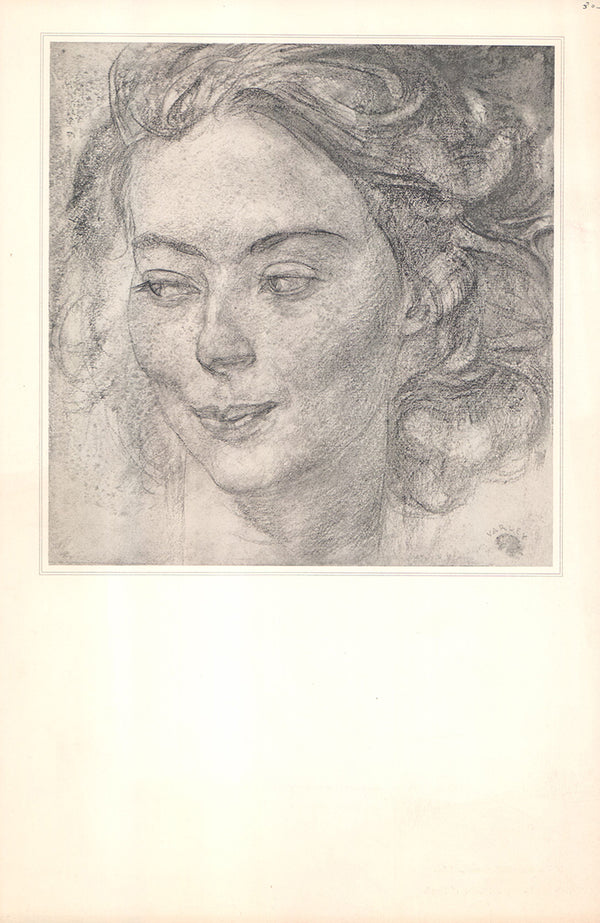 Head of a Girl by F. H. Varley - 11 X 17 Inches (Offset Lithograph)