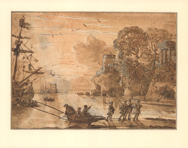 The Disembarkation of Warriors in a Port by Claude Lorrain - 10 X 12 Inches (Lithograph Fine Art Print)