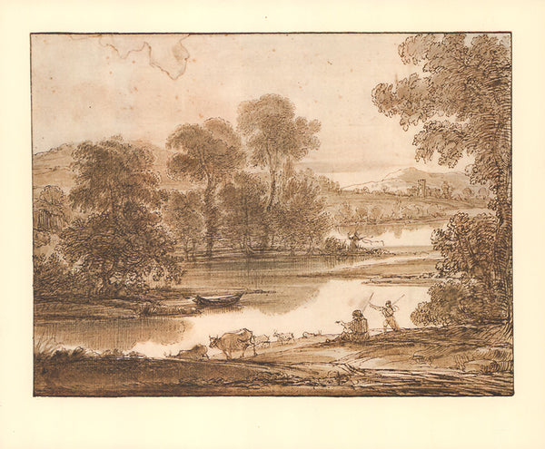 Floodplain with Watering Place by Claude Lorrain - 10 X 12 Inches (Lithograph Fine Art Print)