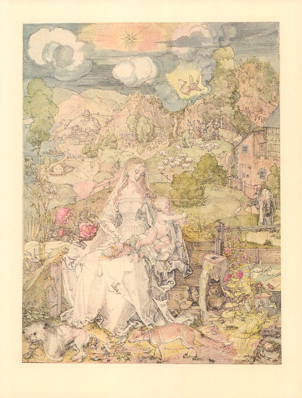 The Virgin among a Multitude of Animals by Albrecht Durer - 12 X 15 Inches (Offset Lithograph Fine Art Print)