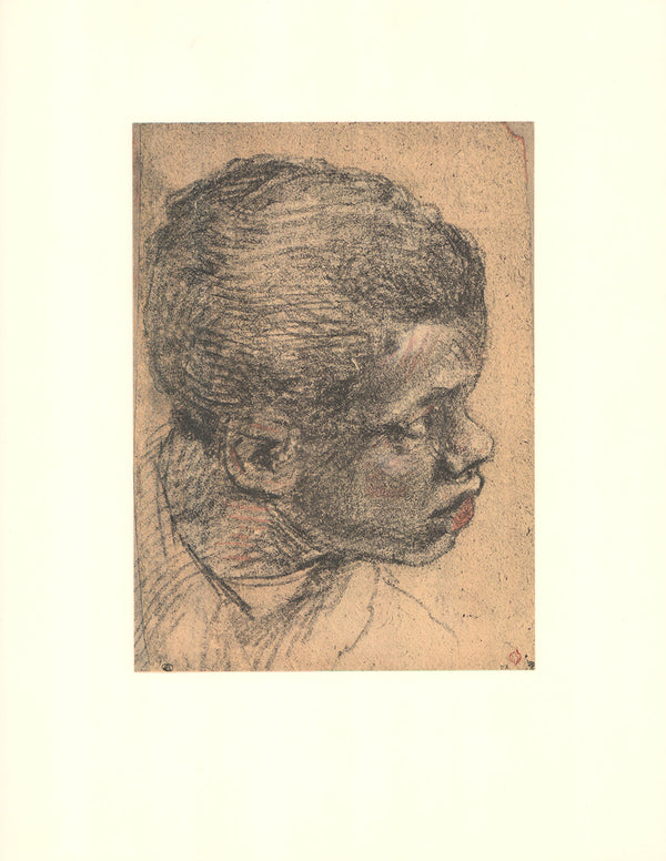 Head of Black Boy by Paolo Veronese - 14 X 19 Inches (Offset Lithograph on Matte Fine Art Print)