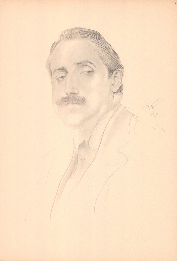 Louis Clarke, 1915 by Augustus Edwin John - 12 X 17 Inches (Offset Lithograph Signed and Dated Fine Art Print)