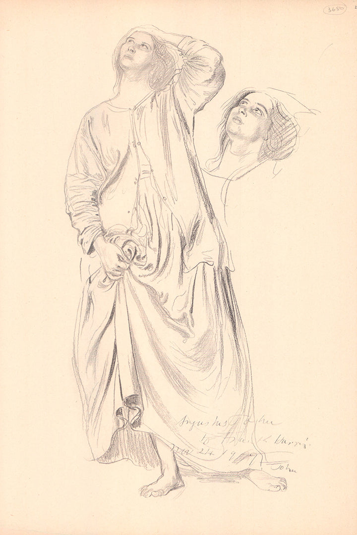 Woman Posing - Dorelia, 1949 by Augustus Edwin John - 12 X 17 Inches (Offset Lithograph Signed and Dated Fine Art Print)