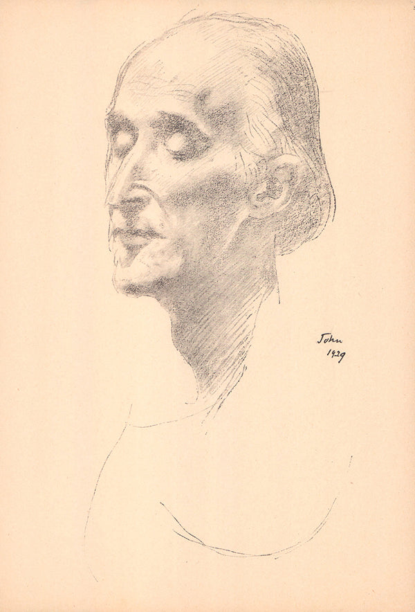 Portrait of Frederick Delius, 1929 by Augustus Edwin John - 12 X 17 Inches (Offset Lithograph Signed and Dated Fine Art Print)