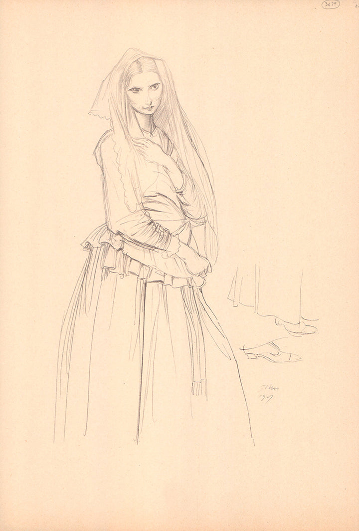 Drawinf in Luce by Augustus Edwin John - 12 X 17 Inches (Offset Lithograph Signed Fine Art Print)