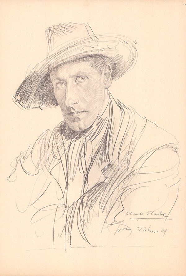 Charles Slade, 1909 by Augustus Edwin John - 12 X 17 Inches (Offset Lithograph Signed Fine Art Print)