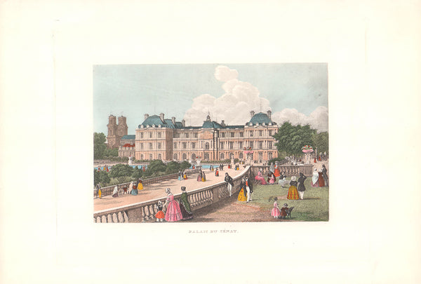 Palais du Senat Paris, 1849 by Adolphe Rouargue - 11 X 15 Inches (Etching Signed)