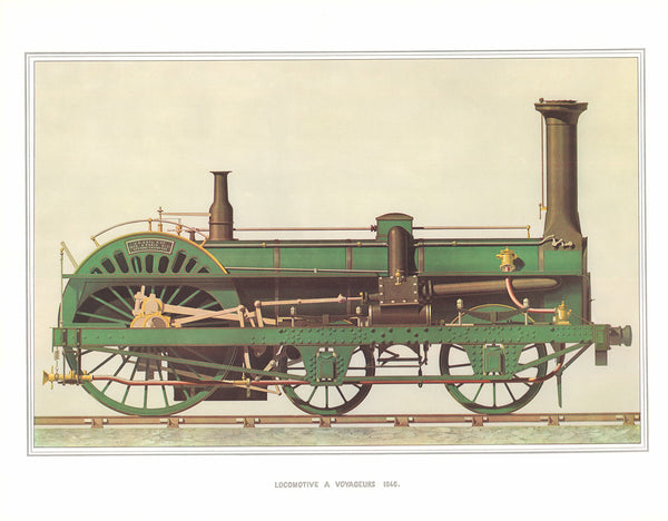 Locomotive a Voyageurs, 1846 - 16 X 20 Inches (Chromolithograph with Relief Embossing)
