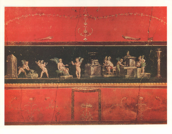 Cupid Frieze, House of the Vettii, Pompeii - 14 X 18 Inches (Offset Lithograph Fine Art Print)