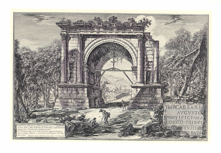 View of the Arch of Augustus in Aosta, 1748 by Giovanni Battista Piranesi - 13 X 19 Inches (Offset Lithograph Fine Art Print)