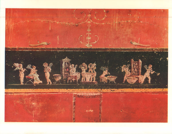 Cupid Frieze A, House of the Vettii, Pompeii - 13 X 16 Inches (Offset Lithograph Fine Art Print)