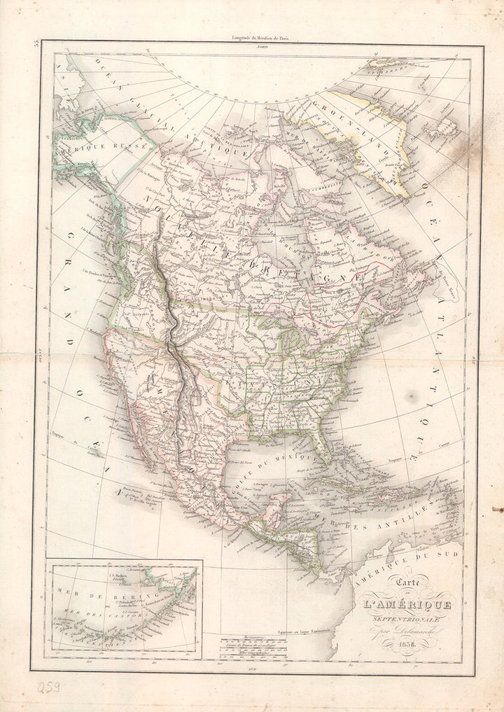 Carte de l'Amerique Septentrionale, 1838 by Delamarche - 15 X 22 Inches (Art Print)