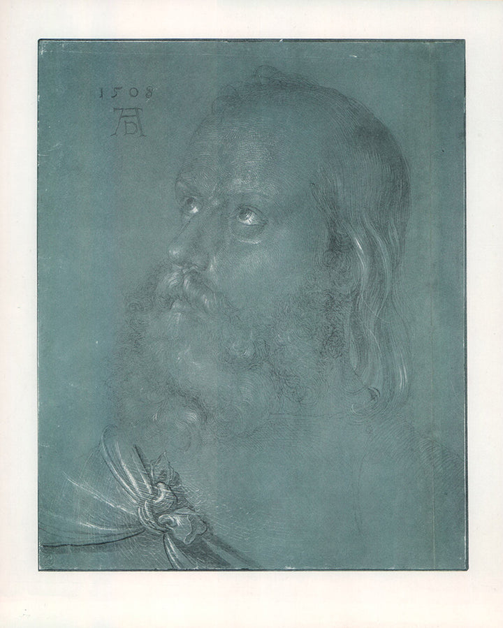 Head of an Apostle Looking Up, 1508 by Albrecht Durer - 12 X 15 Inches (Offset Lithography)