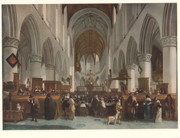 The Interior of the Grote Kerk at Haarlem by Gerrit Berckheyde - 12 X 15 Inches (Art Print)