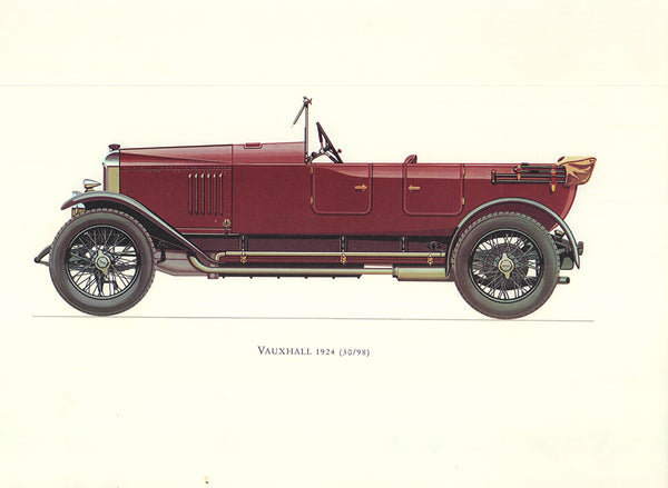 VauxHall 1924 (30/98) by Phillip Lawton-Sumner - 12 X 16 Inches (Hand Colored Art Print)