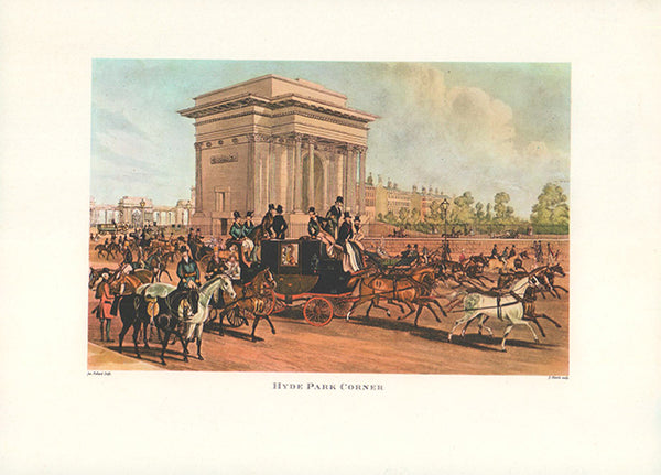 Victorian London Hide Park Corner, 1838 by James Pollard - 7 X 10 Inches (Offset Lithograph Fine Art Print)