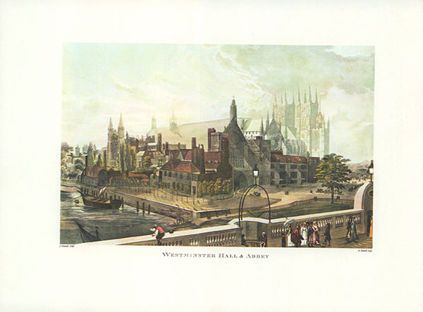 Westminster Hall & Abbey, by J. Gendall - 7 X 10 Inches (Offset Lithograph Fine Art Print)