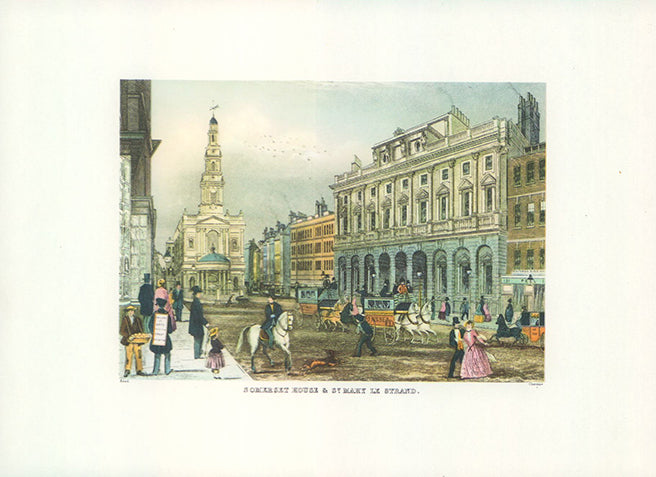 Somerset House & St Mary Strand by D. C. Read - 7 X 10 Inches (Offset Lithograph Fine Art Print)