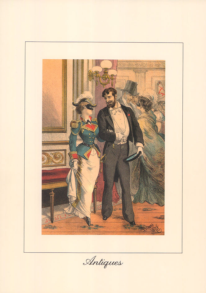Masquerade / Spain 1878 by Eusebio Planas - 7 X 10 Inches (Offset Lithograph Fine Art Print)