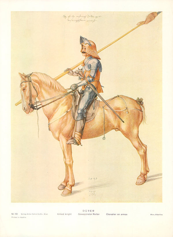 Armed Knight 1498 by Albrecht Durer - 11 X 14 Inches (Offset Lithograph Fine Art Print)