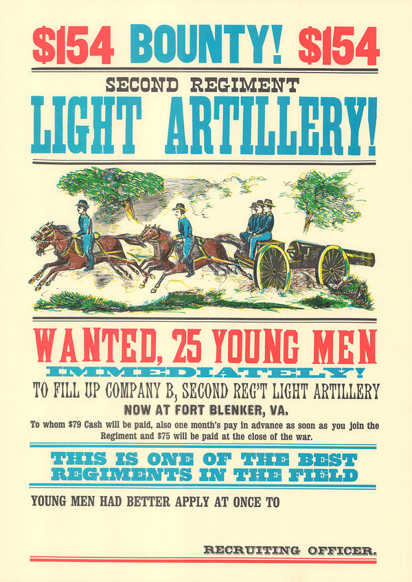 $154 Bounty $154, Second Regiment Light Artillery - 15 X 20 Inches (Silkscreen)