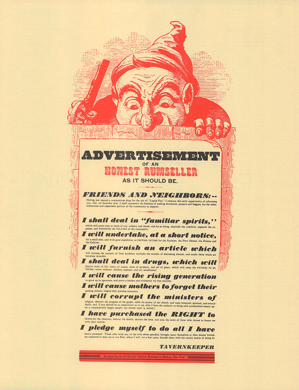 Advertisement of an Honest Rumseller - 11 X 14 Inches (Silkscreen)