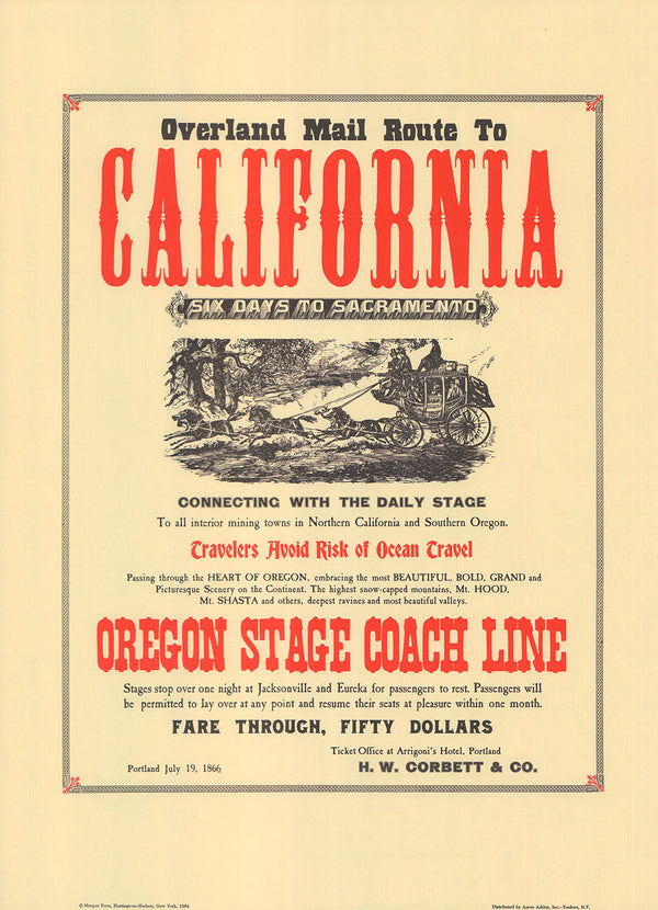 Overland Mail Route to California - 15 X 21 Inches (Silkscreen)