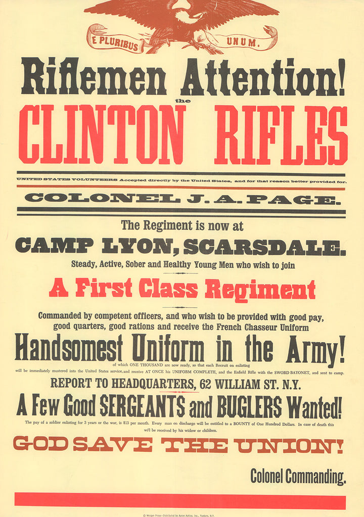 Clinton Rifles God Save the Union - 14 X 19 Inches (Silkscreen)