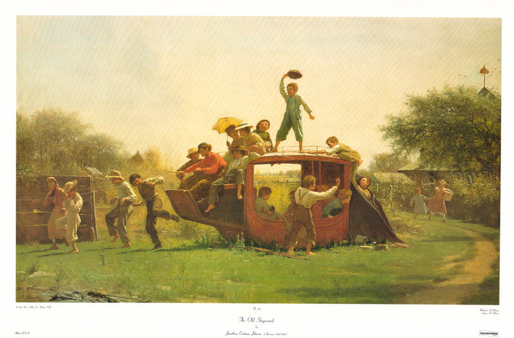 The Old Stagecoach by Jonathan Eastman Johnson - 23 X 35 Inches (Art Print)