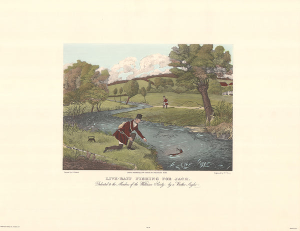 Live Bait Fishing for Jack by James Pollard - 20 X 26 Inches (Offset Lithograph Hand Colored)