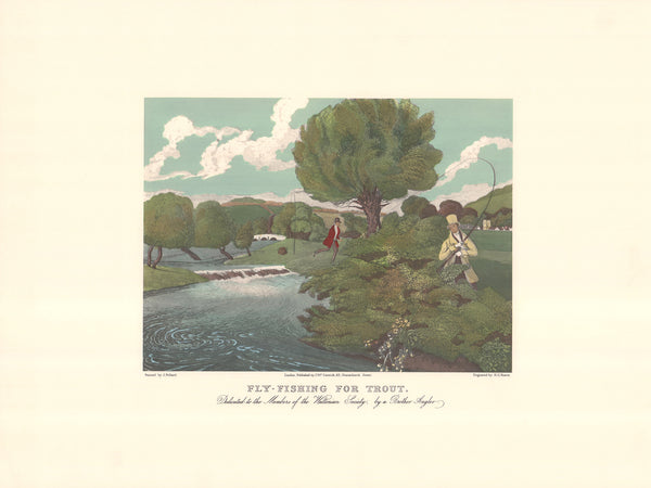 Fly - Fishing for Trout by James Pollard - 20 X 26 Inches (Offset Lithograph Hand Colored)