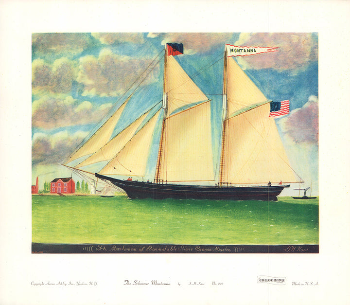 The Schooner Montanna by J. H. Kane - 14 X 16 Inches (Art Print)