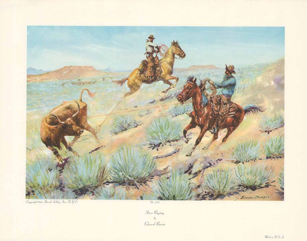 Steer Roping by Edward Borein - 17 X 22 Inches (Art Print)
