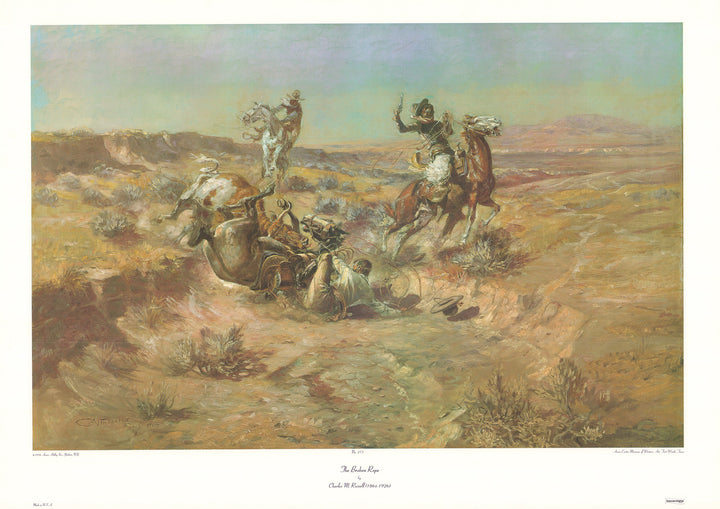 The Broken Rope by Charles M. Russell - 25 X 35 Inches (Art Print)