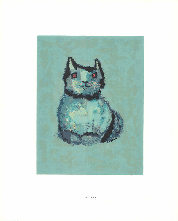He Cat by Margaret Layton - 17 X 21 Inches (Offset Lithograph Hand Colored)