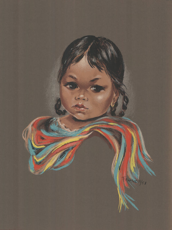 Mexican Girl, 1958 by Dorothy Francis - 20 X 26 Inches (Art Print)