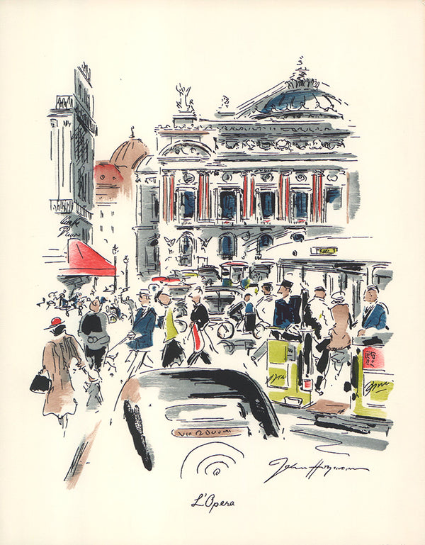 L Opera, Paris by John Haymson - 10 X 13 Inches (Hand Colored Watercolor)