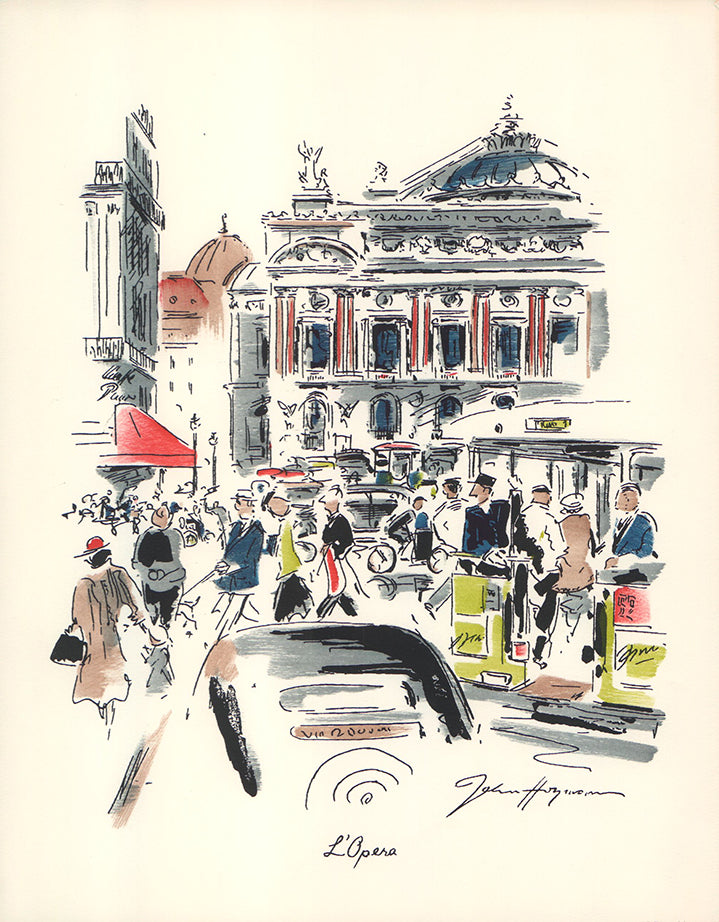 L Opera, Paris by John Haymson - 10 X 13 Inches (Hand Colored Watercolor)