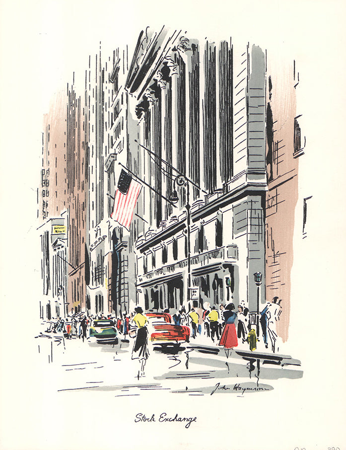 John Haymson The Stock Exchange 額装アート Stock Exchange, New York John Haymson - 10 X 13 Inches (Hand