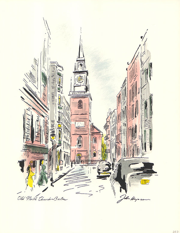 Old North Church, Boston by John Haymson - 10 X 13 Inches (Hand Colored Watercolor)