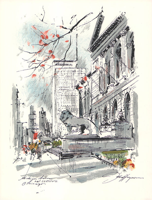 Art Institute, Chicago John Haymson - 10 X 13 Inches (Hand Colored Watercolor)